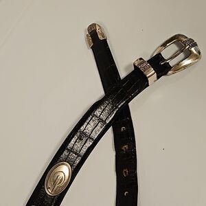 Vintage Genuine Leather Black Belt by G sz 42